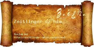 Zeitlinger Áhim névjegykártya